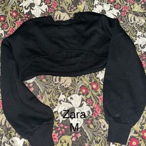 Zara Black Cropped Sweatshirt